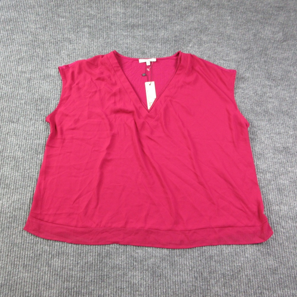 Les Serein Blouse Womens 2X Purple V-Neck Sleeveless Chiffon Relaxed NWT